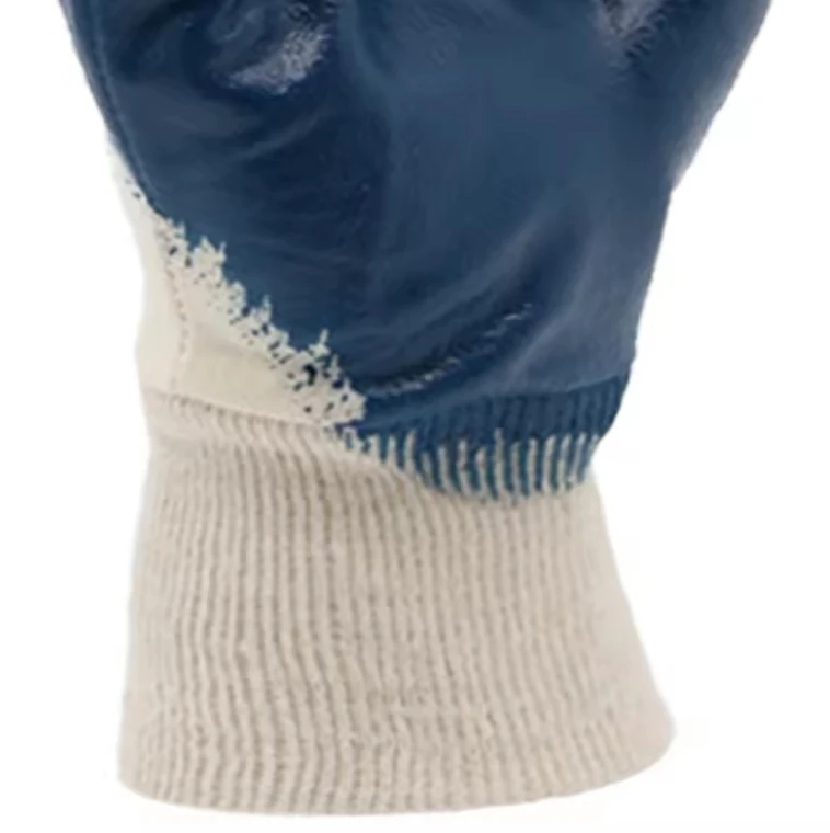 Firm grip oil chemical resistant jersey cotton nitrile 3/4 coated gloves anti slip waterproof construction work gloves