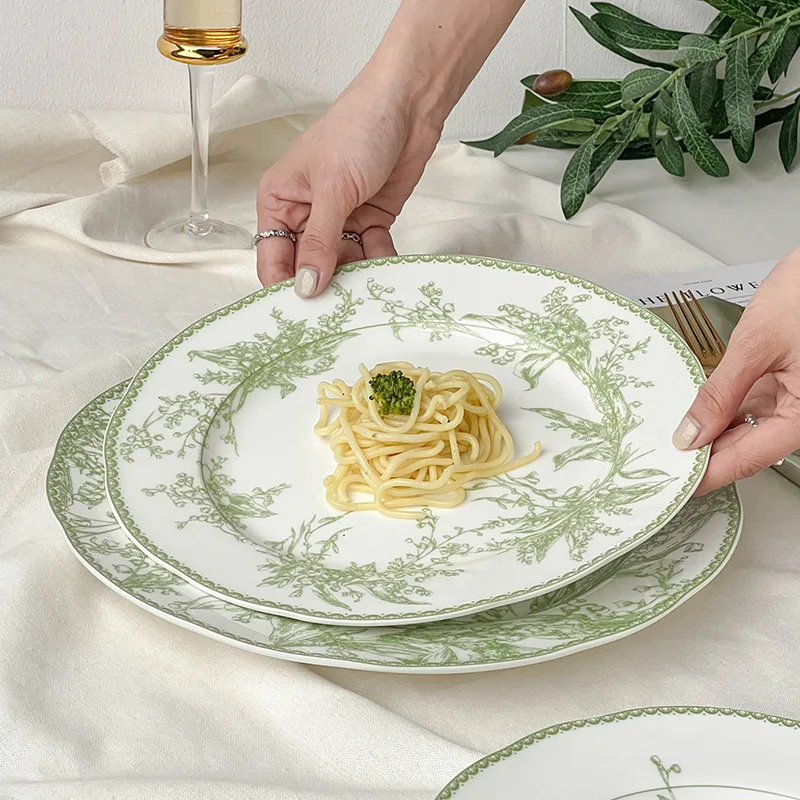 Изумрудно-Зеленая Лилия из серии High Bone China Western набор тарелок для торта High-end Sense тарелка французская