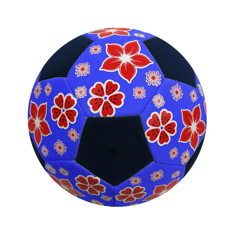 Size five plum blossom pattern SBR RB soft neoprene blue gift beach soccer ball
