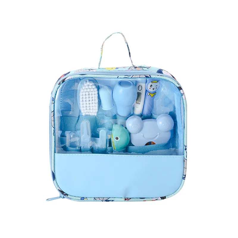 Newborn 13pcs Baby Care Kit High Quality Thermometer Nasal Aspirator Medicine Feeder Nail Clippers Baby Daily Care Set