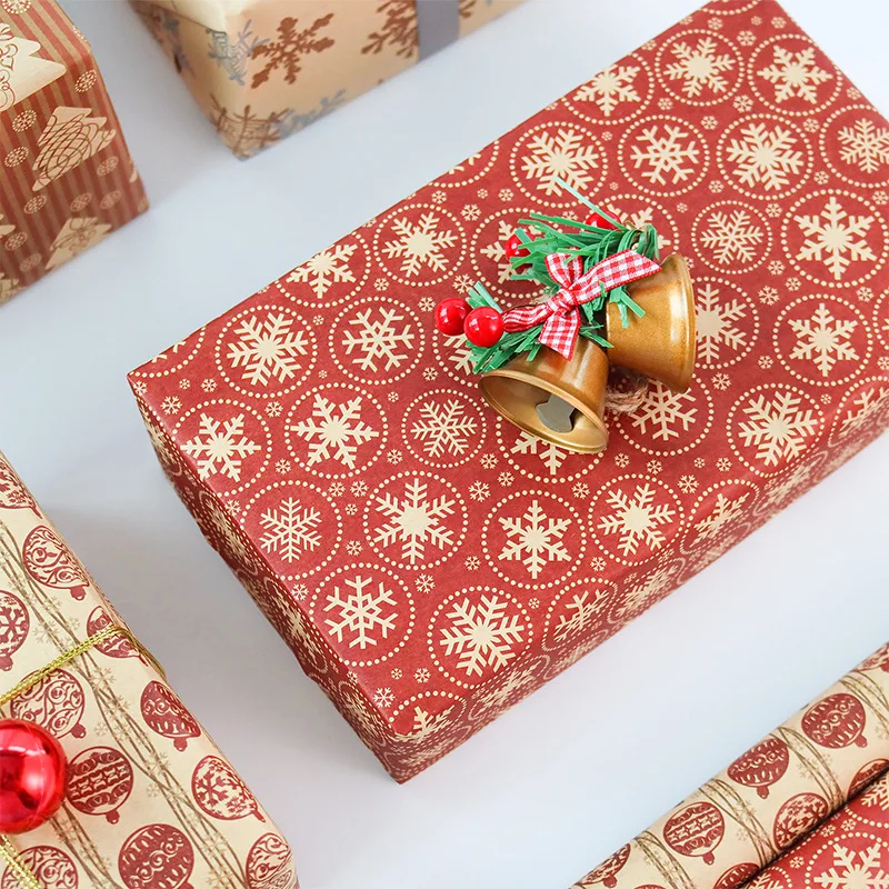 Gift packing Special Occasion Wrapping Paper Christmas kraft Wrapping Paper christmas tree snow pattern paper