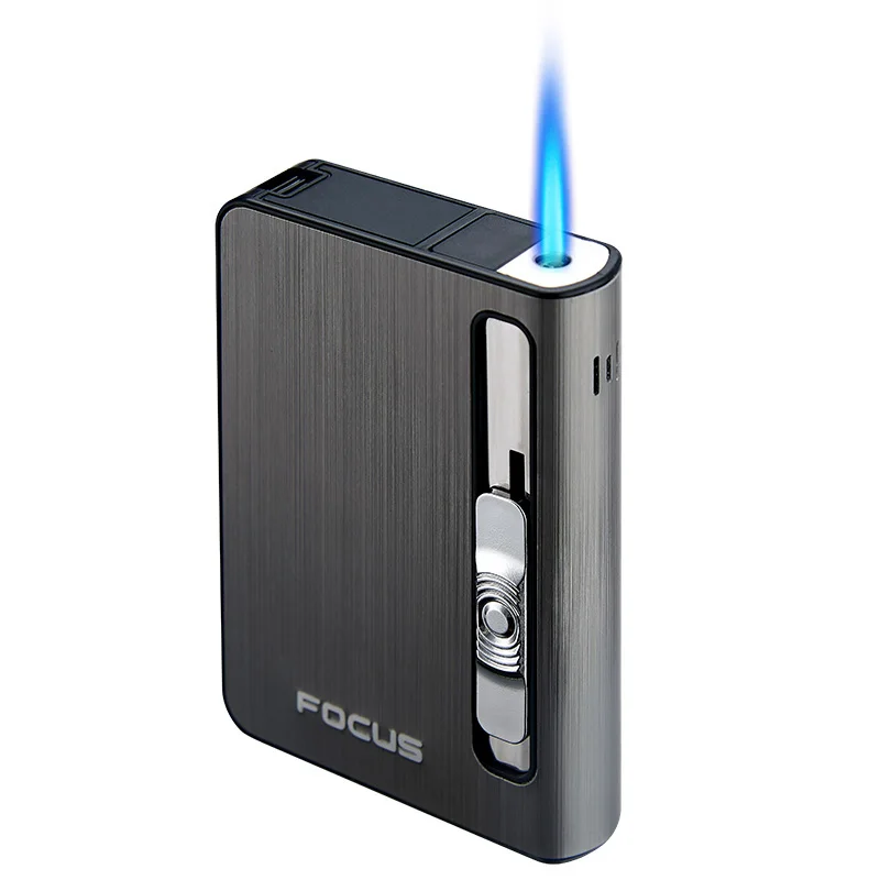 Автоматическая Зажигалка CC261027 в алюминиевом корпусе, пластиковая, табачная, металлическая, 10 шт., контейнер для сигарет, цветная коробка