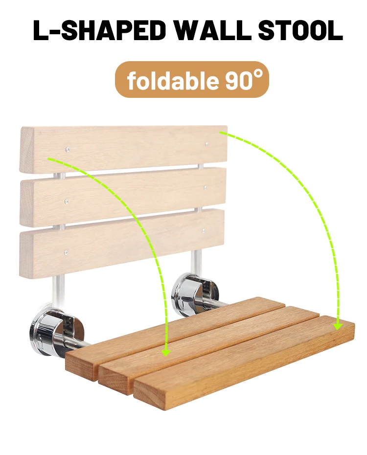 Bathroom Fittings Foldable Safe Wall Mount Shower Chair Anti-bacteria Elderly Disabled Shower Chair Toilet Shower Seat