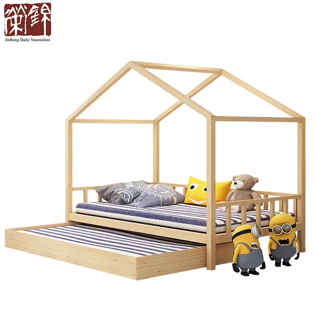2019 Newest Solid Wooden Simple Design Kids Bedroom Furniture Pine Wooden Bed