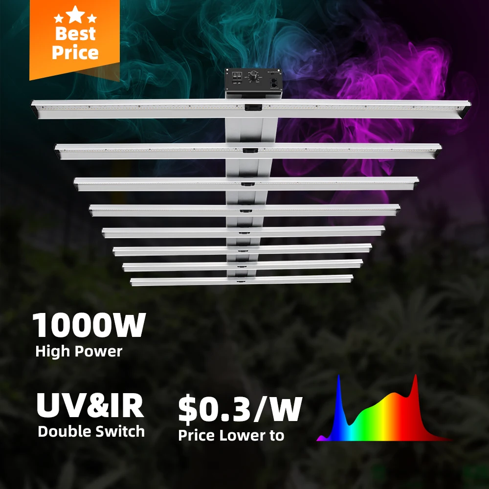 Sunplus Smart Indoor Garden Grow Led Lamp Plant Veg Red Flower Boost Uv Ir Switchable Linear Led Grow Light System Bar 1000W