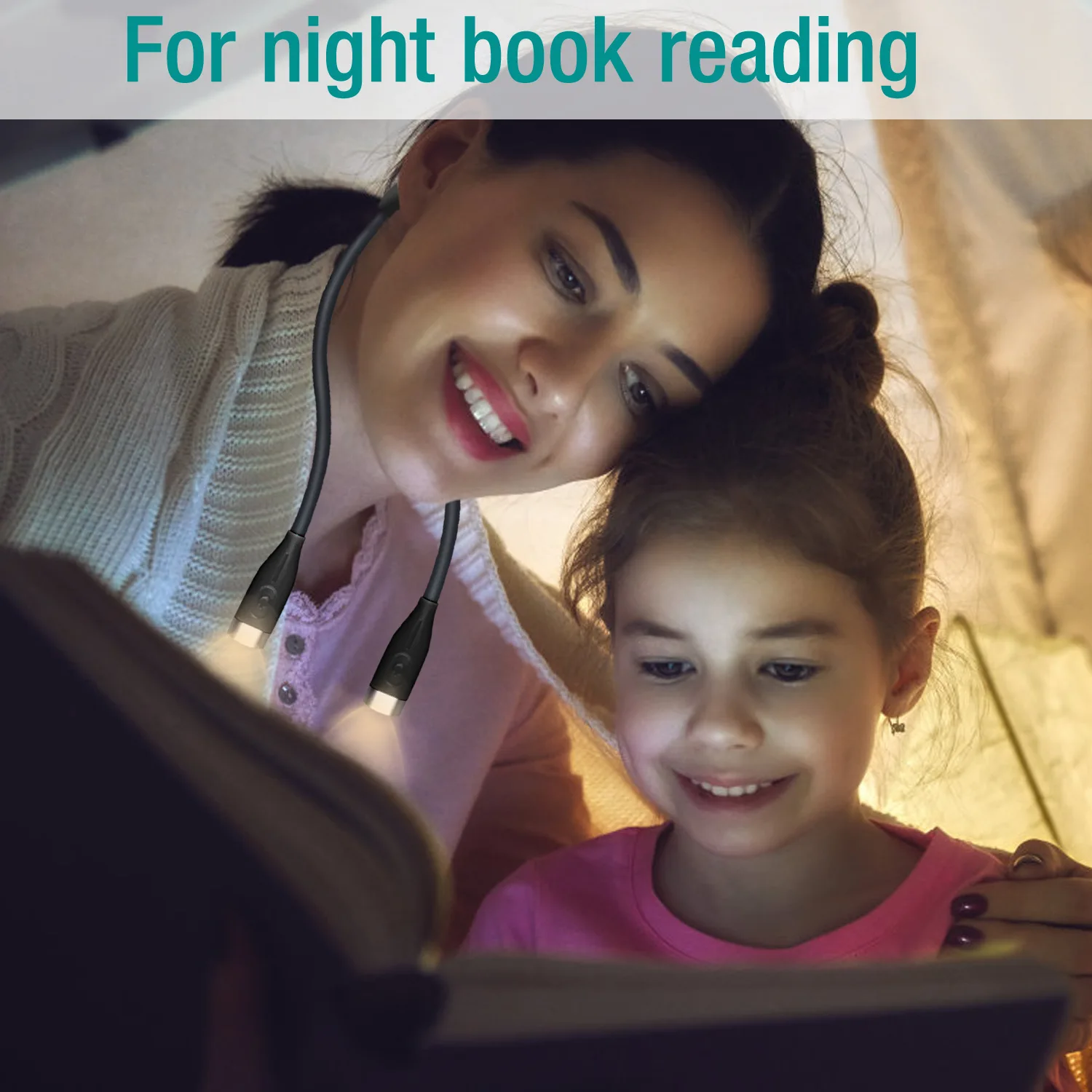 Rechargeable Long Lasting Hands Free LED Neck Reading Light Night Lamp Eye Caring Book Reading Light for Reading in Bed, Camping