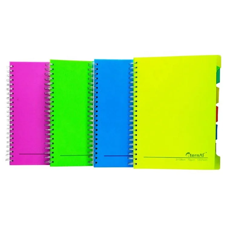 Promotional Cheap A4 PP Custom Printing 5 Subjects Cheaper School Spiral Notebook