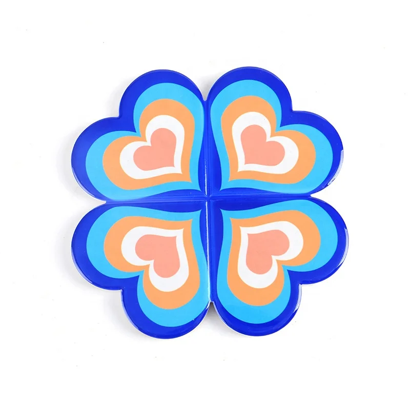 Creative four-leaf clover placemat ceramic pot mat Home daily kitchen love printed bowl mat kitchen cork table mat
