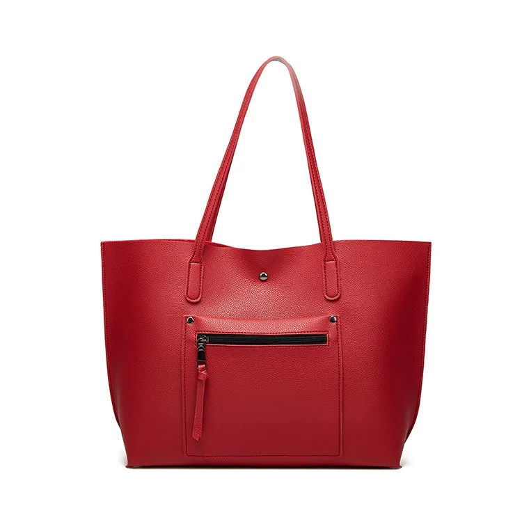 EG221 Cheap custom logo fashion pu leather women tote bag pink and green handbag