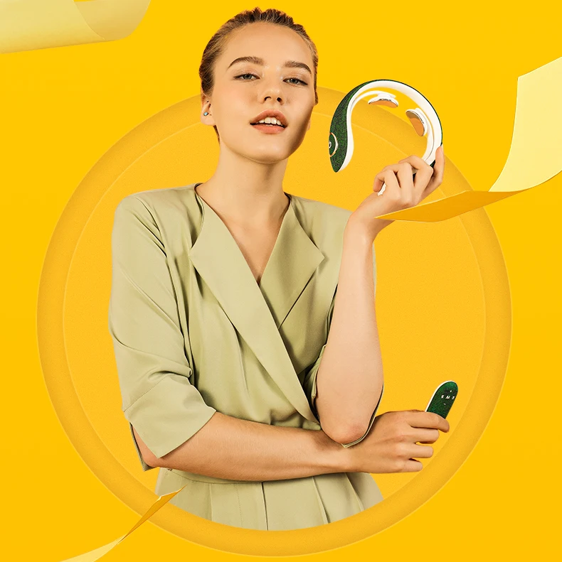 Powerful Wireless Mini Electric EMS Neck Massager Intelligent Remote Control Heating Electronic  Neck Massager