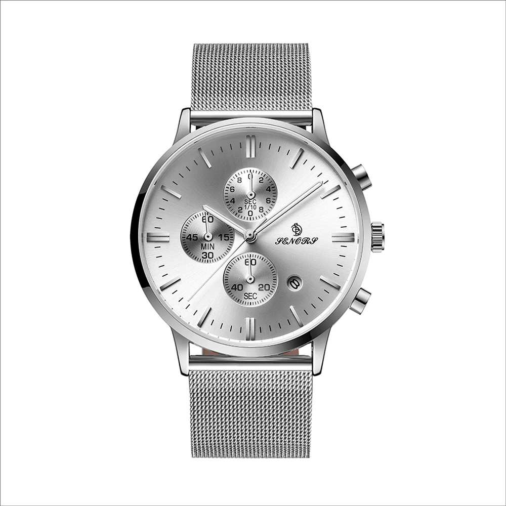 Unique Quartz Watch Chronograph Quartz Movement Waterproof Date Men Wrist Watch Glass Leather Fashion Watches Alloy Round Analog