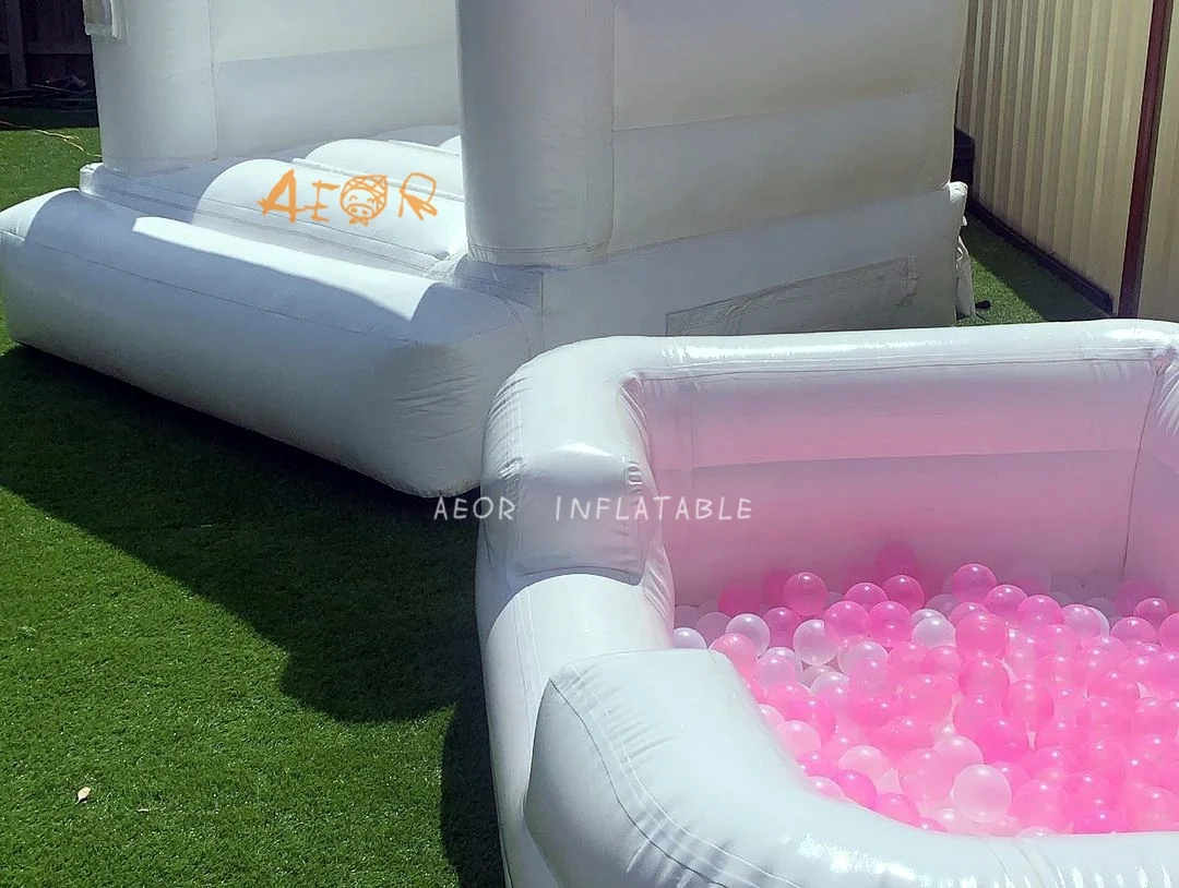 Factory Direct Sale White Ball Pit Pool Kids Inflatable Bounce House Cheap Soft Play Equipment Round Ball Pit For Kids