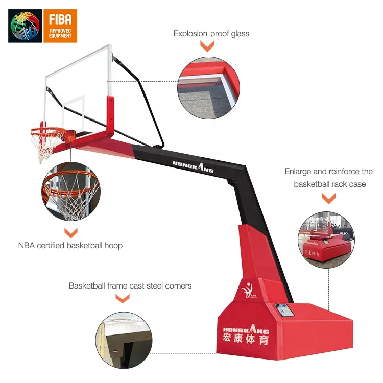 Hot Selling Ball Hoop Stand With Tempered Glass Backboard And Adjustable Portable Basketball Hoops Basket With Rim Stand