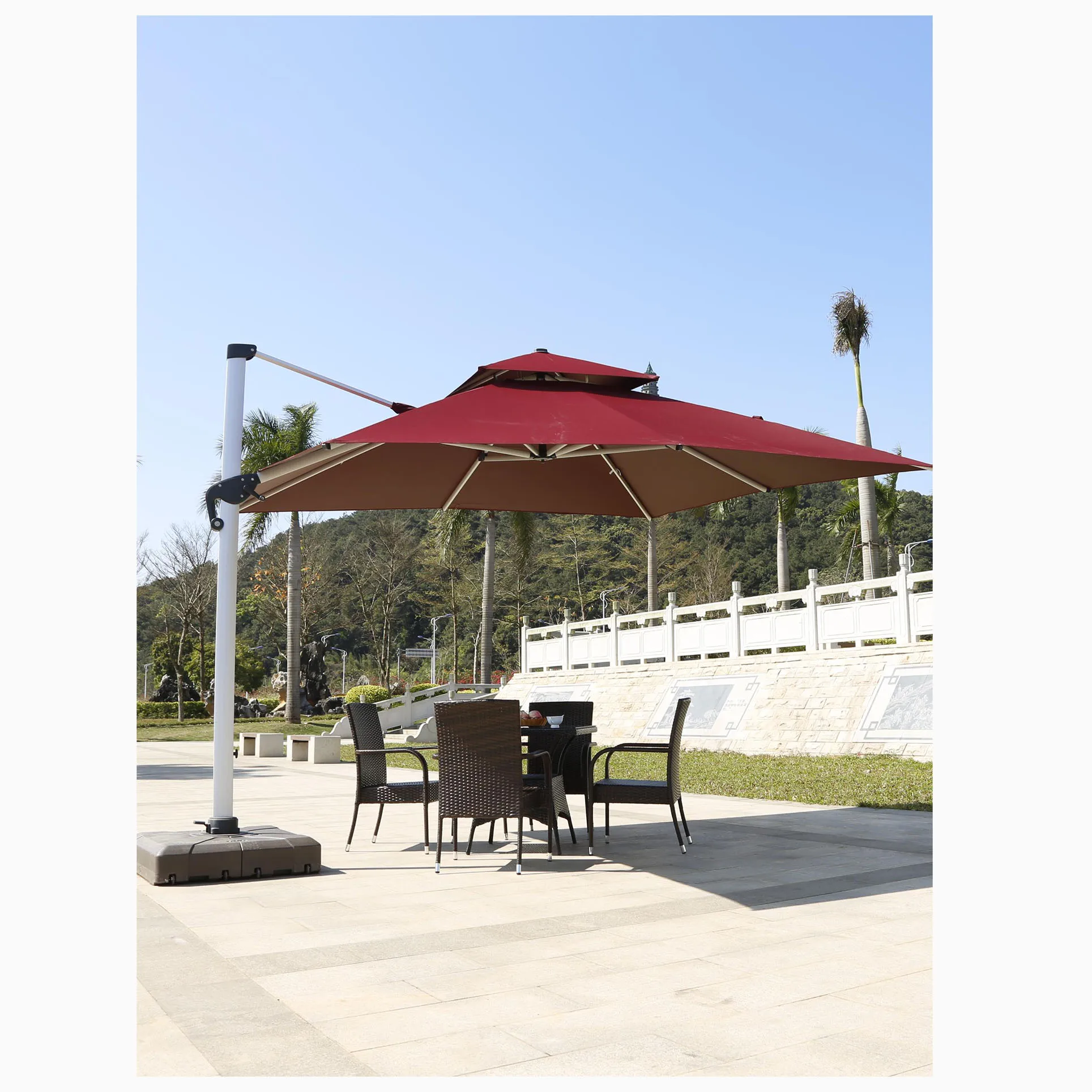 [MOJIA]Strong Outdoor Umbrella AL Stand Pole Hot Sell Cafe Restaurant Resell Price Foshan Factory Resell Logo Custom Parasol