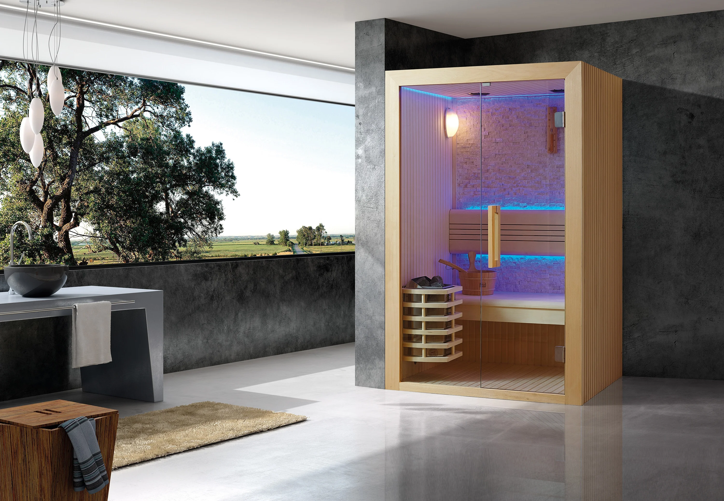 MEXDA Luxury Family Dry Wooden Red Cedar 1/2/3 Person Sauna Room with Heating Stove Sauna Accessories WS-1412