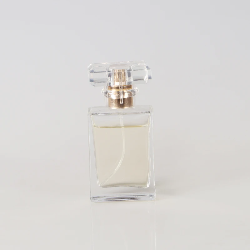 Empty 30 ml 50 ml 100 ml transparent flat square shape spray glass perfume bottle