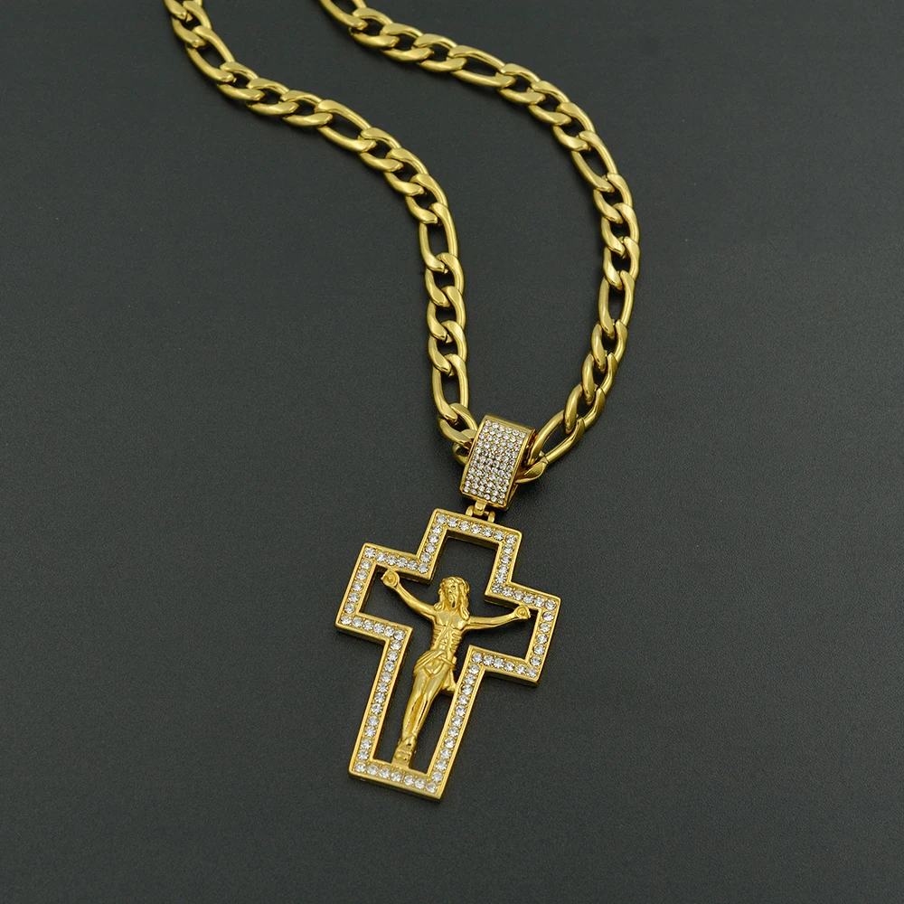 Wholesale Crucifixion Figure Diamond Orthodox Religion Archbishop Cross Pendant