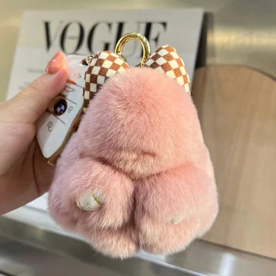 Wholesale Mini Bow Rabbit Rabbit pendant bag Decorated car keychain cute rabbit 100%fur doll
