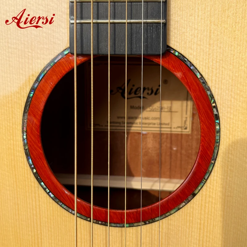 Aiersi factory made glossy acoustic guitar Solid Sitka Spruce top mahogany Body OM/Dreadnought good quality OEM ODM