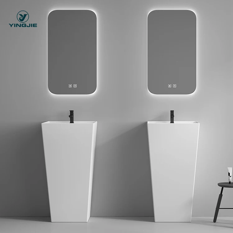 style series Inverted Trapezoid design bathroom ceramic wash basin one piece pedestal basin