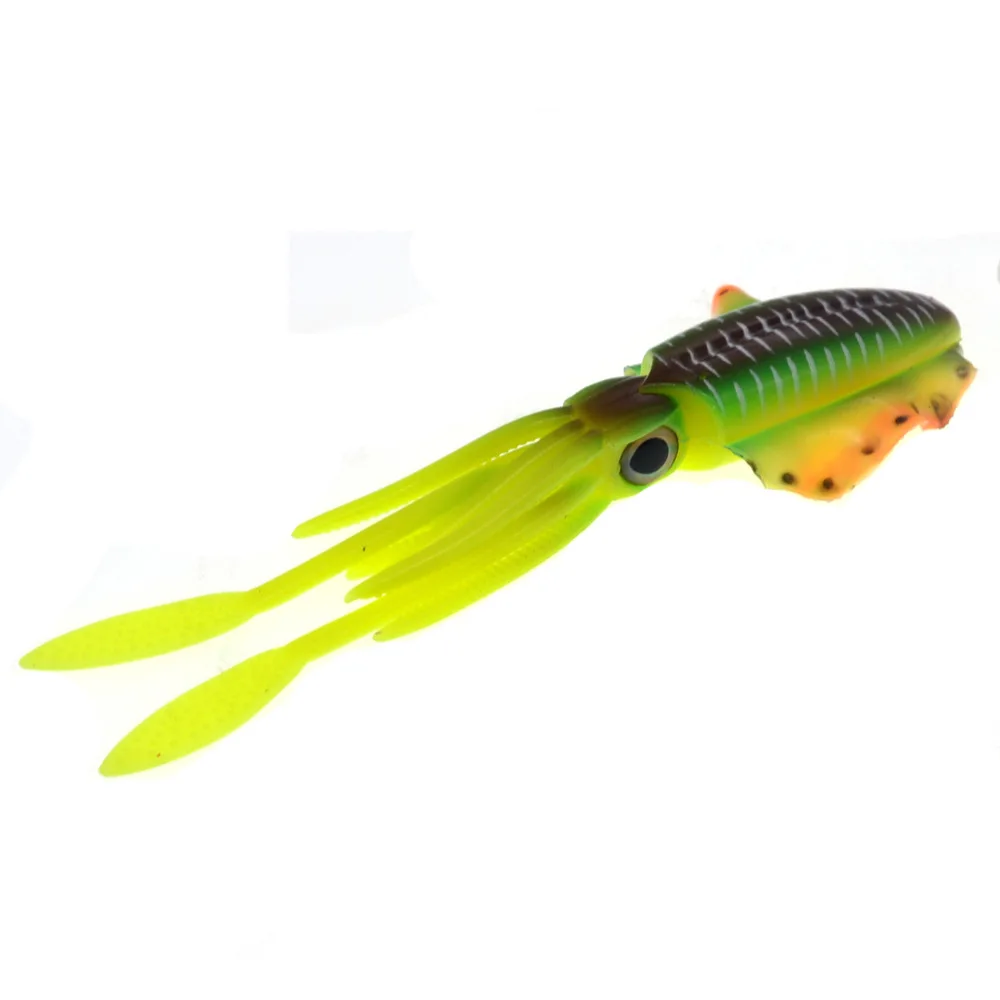 Lureking Wholesale 15g 15cm Deap Sea Squid Fishing Lure Luminous UV Octopus Silicone Rubber Jig Trolling Bait HX07A
