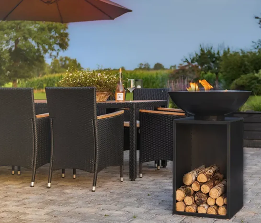 Customized outdoor Furniture garden fire pit metal fireplace meat grill