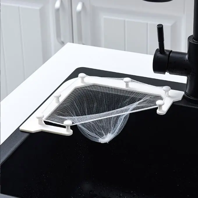 Sink Strainers Basket Triangle Tri-Holder Corner Sink Filter Net  Eco-Friendly Mesh Bag Kitchen Food Waste Rack