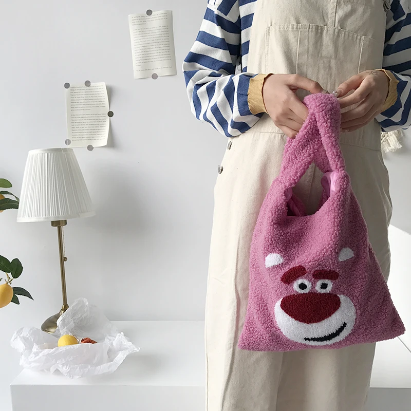Животные мультфильмы стили высокое качество Милая популярная вещь плюшевая шерсть шоппинг сумка через плечо для молодых девушек