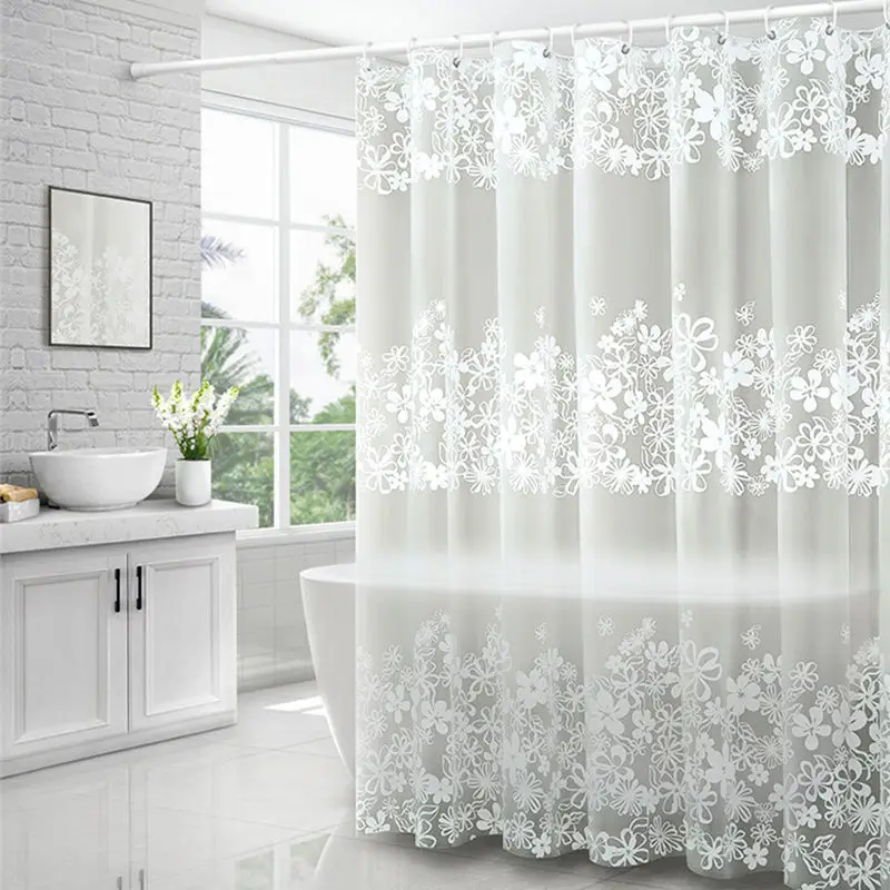 Cheap Waterproof Peva Mouldproof Shower Curtain Wholesale Printed Shower Curtain Bathroom Sets With Hooks