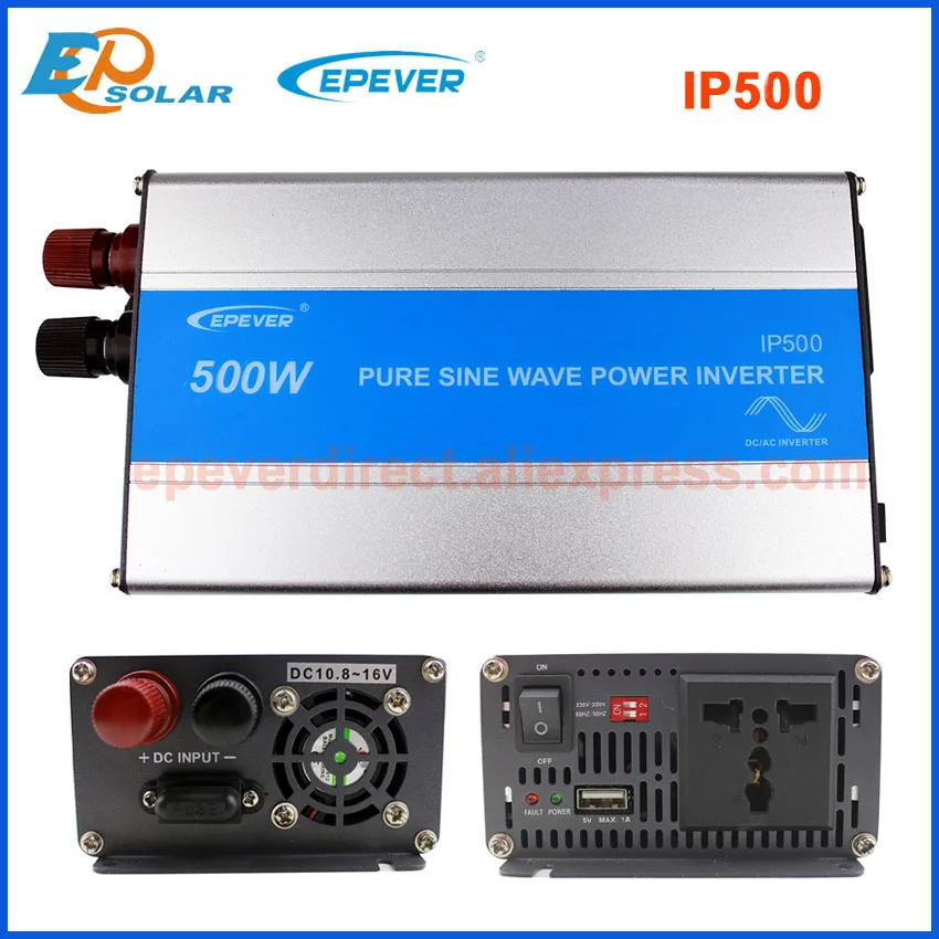 EPever 500W Pure Sine Wave Inverter IP500 12V Input to 220VAC 230VAC Output 50HZ 60HZ High Efficiency Converter