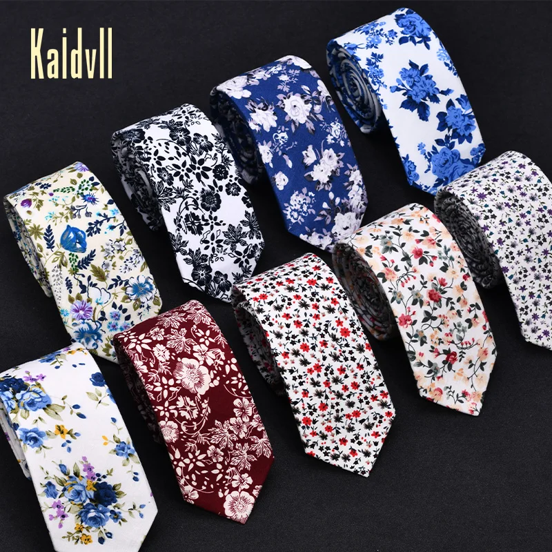 Лидер продаж, Повседневная мода, оптовая продажа, мужской тонкий галстук из 100% хлопка с цветочным принтом на заказ