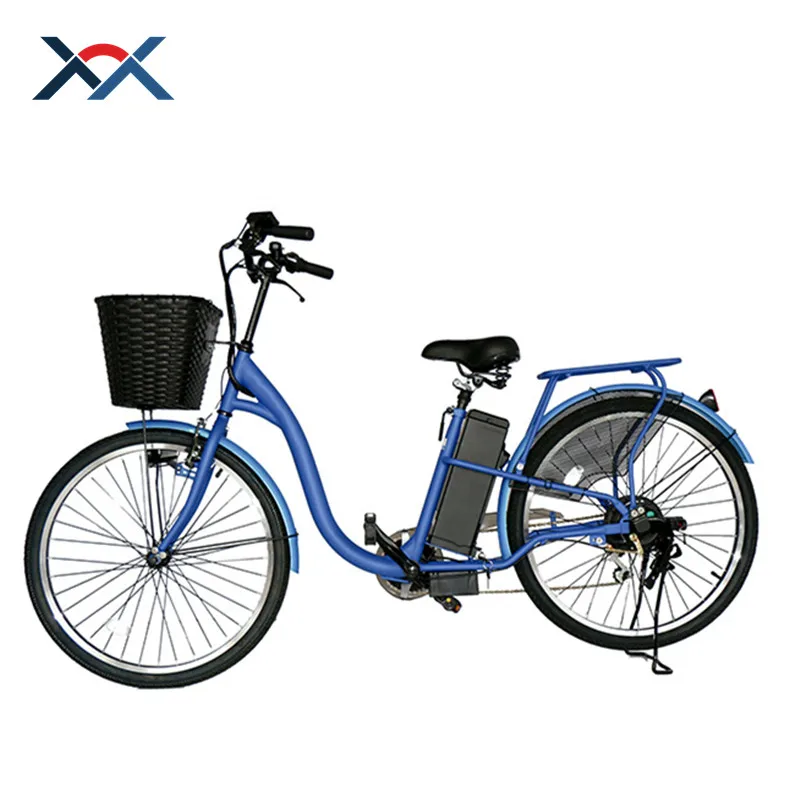 Newest cheap female city ebike 48V 250W Motor 10Ah lithium battery electric city bike with big basket