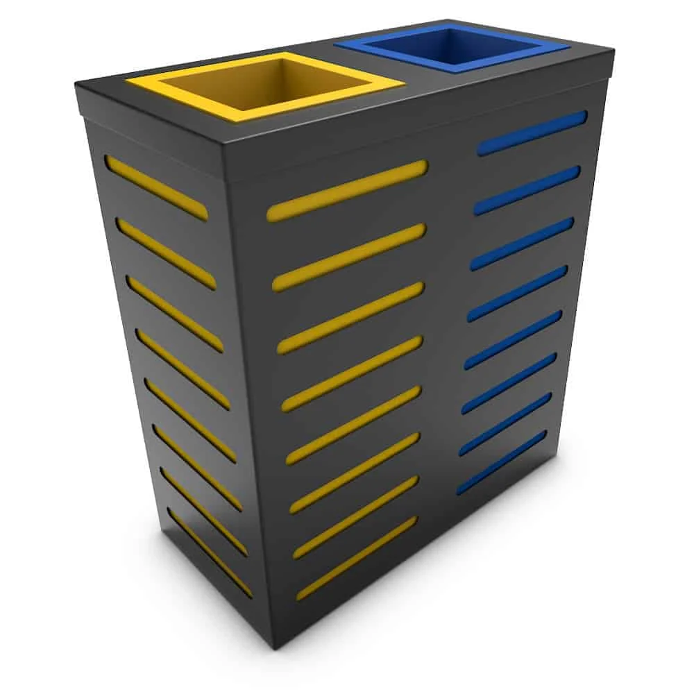 Square painted recycle 2 container  outdoor rubbish bin
