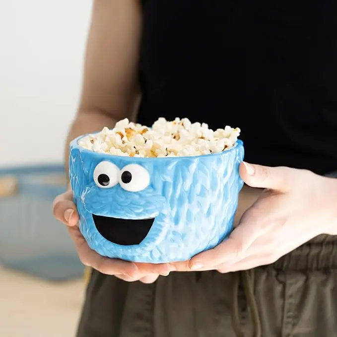 Blue Ramen Bowl 1100 ml Cereal Bowl Popcorn Bowl Kitchen Decor Cookie Monster Toys  Sesame Street Toys