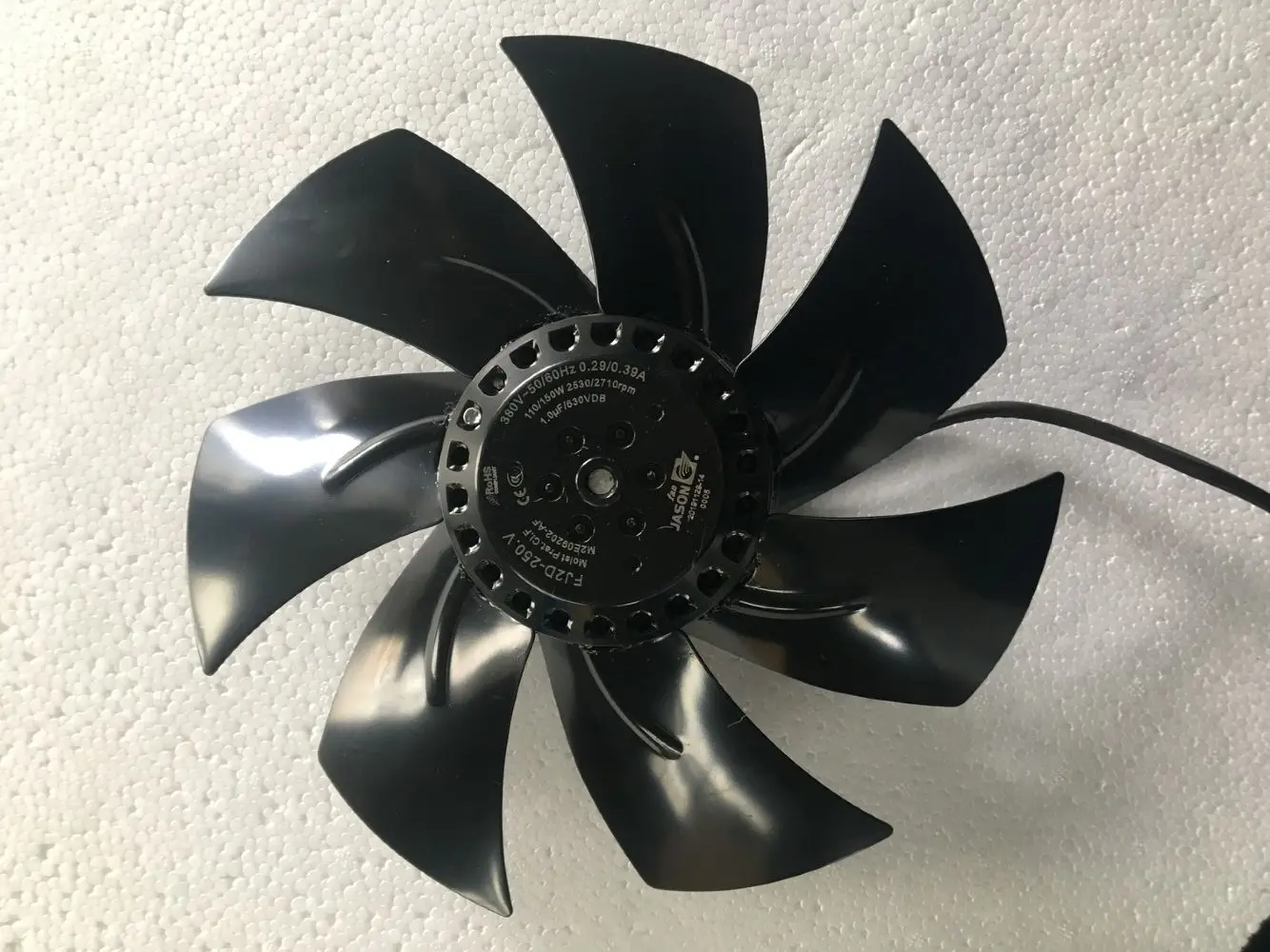 Diameter 250mm metal impeller 110V 220VAC 2650RPM 1150CFM external rotor motor cooling axial fan FJ2S-250.FGV for evaporator