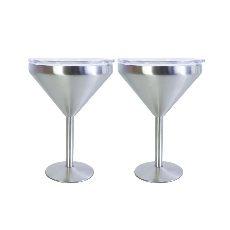 Wide Mouth Long Stem Custom 7OZ Double Wall Vacuum Mug Stainless Steel Martini Tumbler Cocktail Glass with Lid