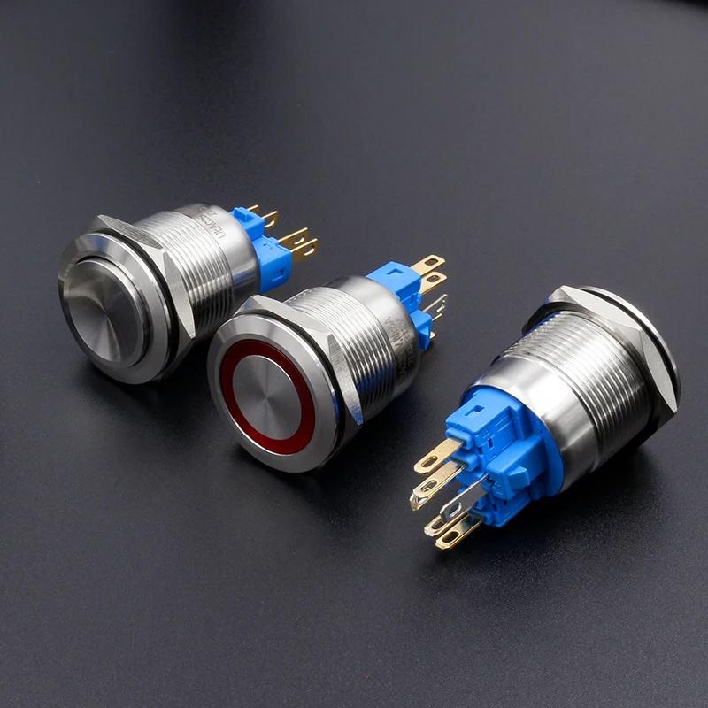 22mm LED Ring Lighting Locking Button Anti Damage Metal Switch