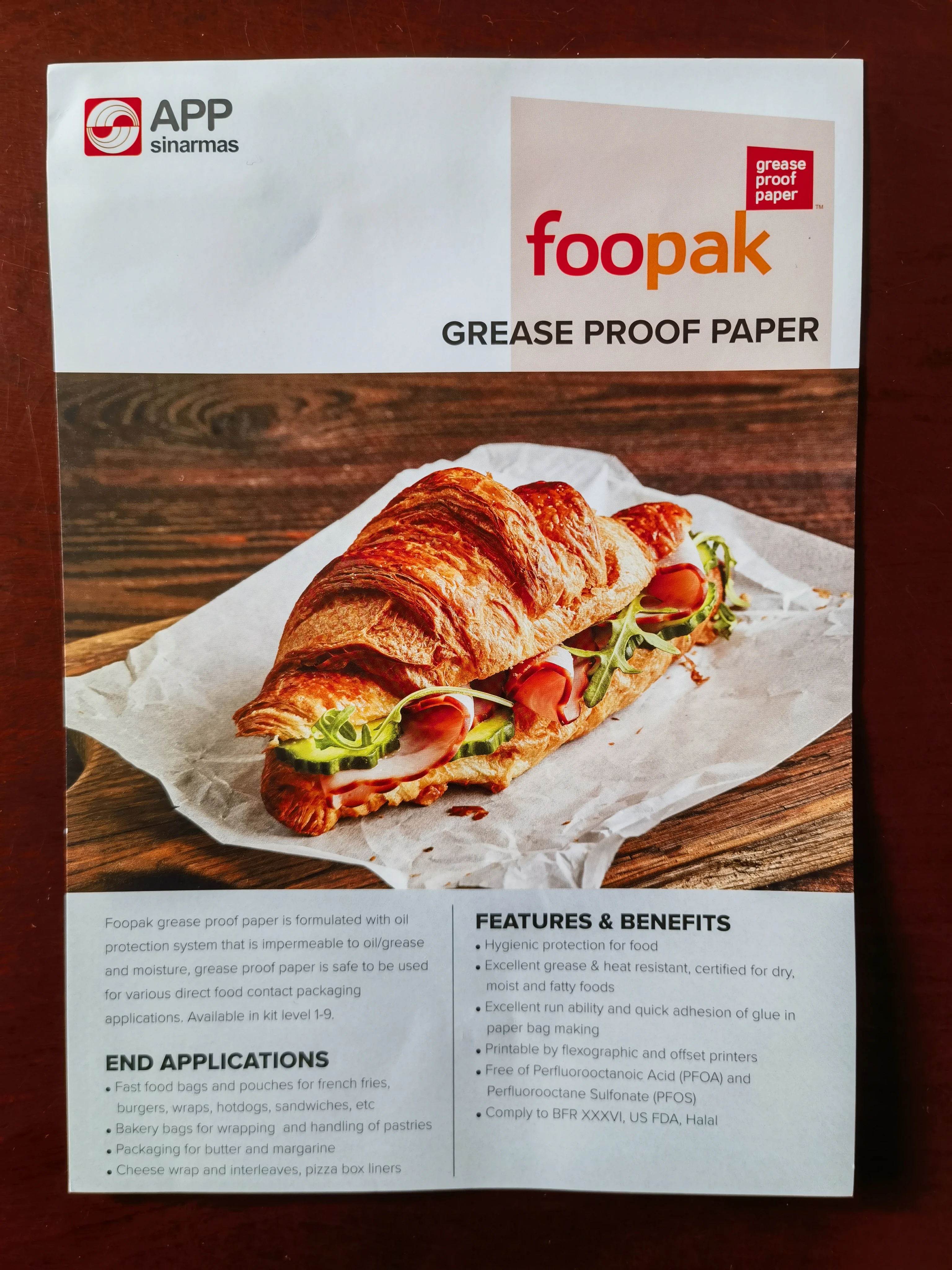 Printed Greaseproof kraft paper 28-50gsm custom size Paper Packing Paper for hamburger or popcorn