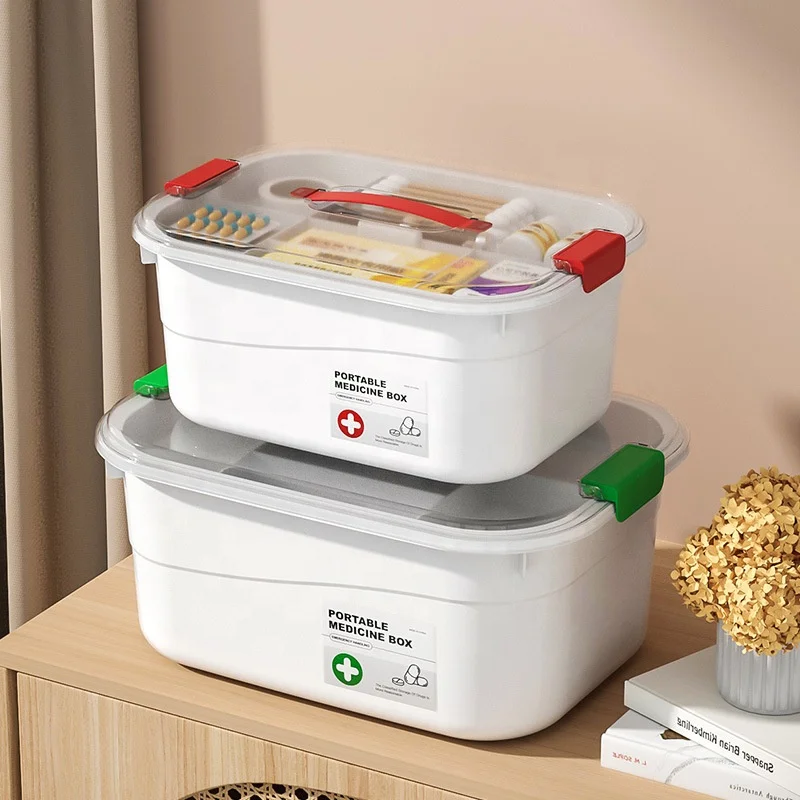 Plastic Storage Box Multi-layer Portable Foldable Storage Box Family Packed Medicine Storage Box