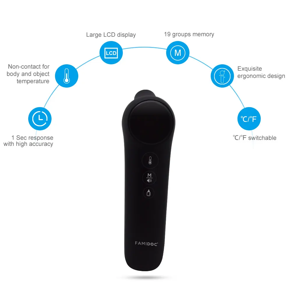 FAMIDOC Factory Supply electric Non Contact Thermometer household medical devices  FDIR-V12