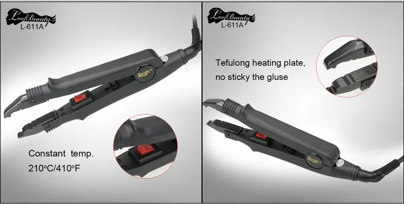 LOOF registered manufacturer professional heated keratin connector remover flat iron hair extension iron