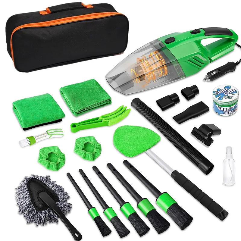 New Car Detailing Brushes kit,17Pcs Car Cleaning Drill Brush Set with Detailing Brushes with High Power Handheld Vacuum