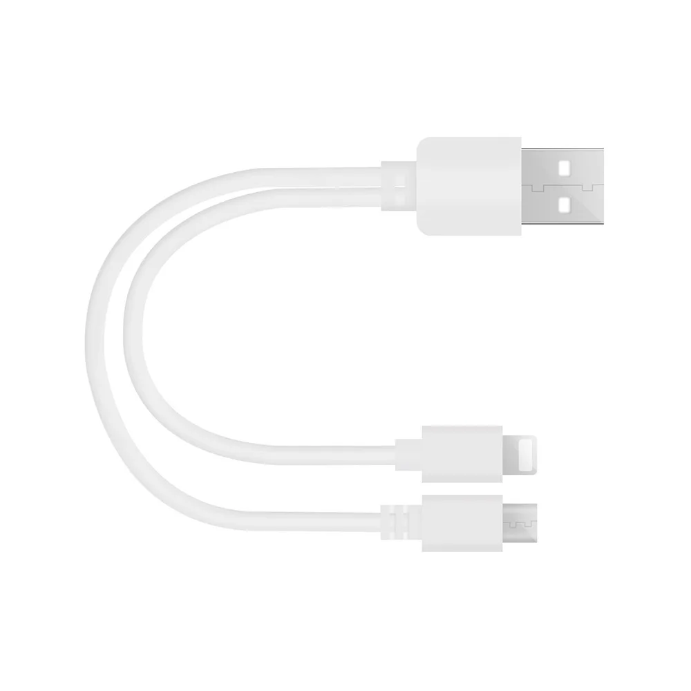 2 в 1 короткий USB-кабель тип А штекер к освещению и кабель micro USB 15 см нейлоновый Плетеный 3A Быстрый зарядный Android для iPhone