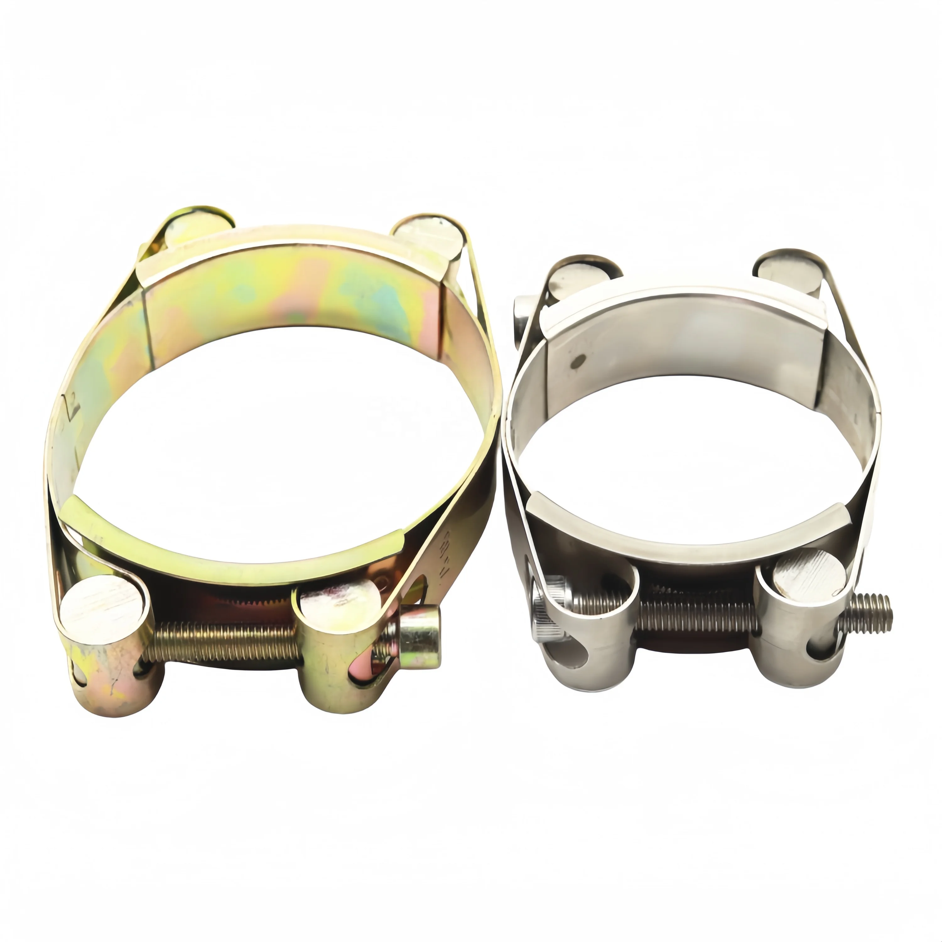 Factory direct sales good quality stainless steel or iron galvanized Double bolt Heavy duty hose clamp