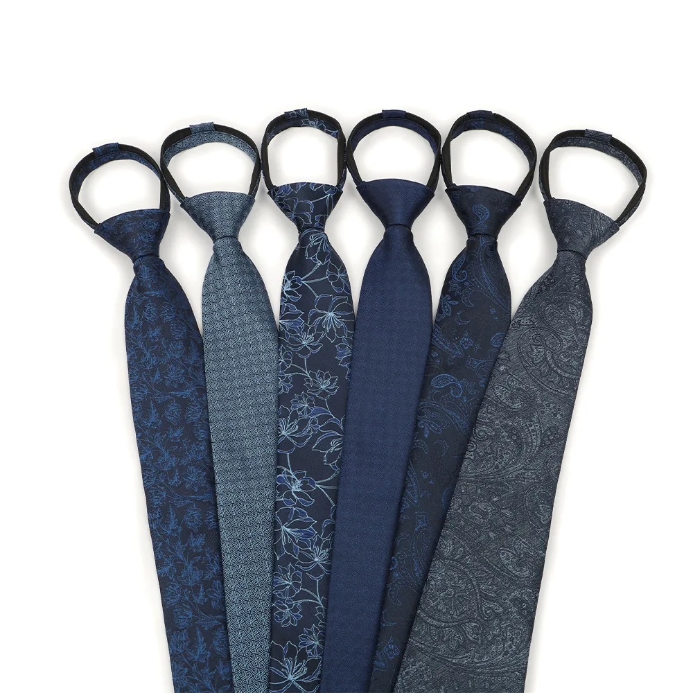 Wholesale Classic Popular Zipper Ties Pre- tied Adjustable Polyester Necktie Ties  Easy Wear