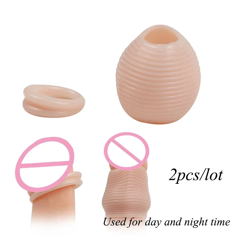 2 pcs /set Foreskin Protection Time Delay Ball Penis Rings Sex Product Sex Toys for Men Cock Rings Penis Sleeve