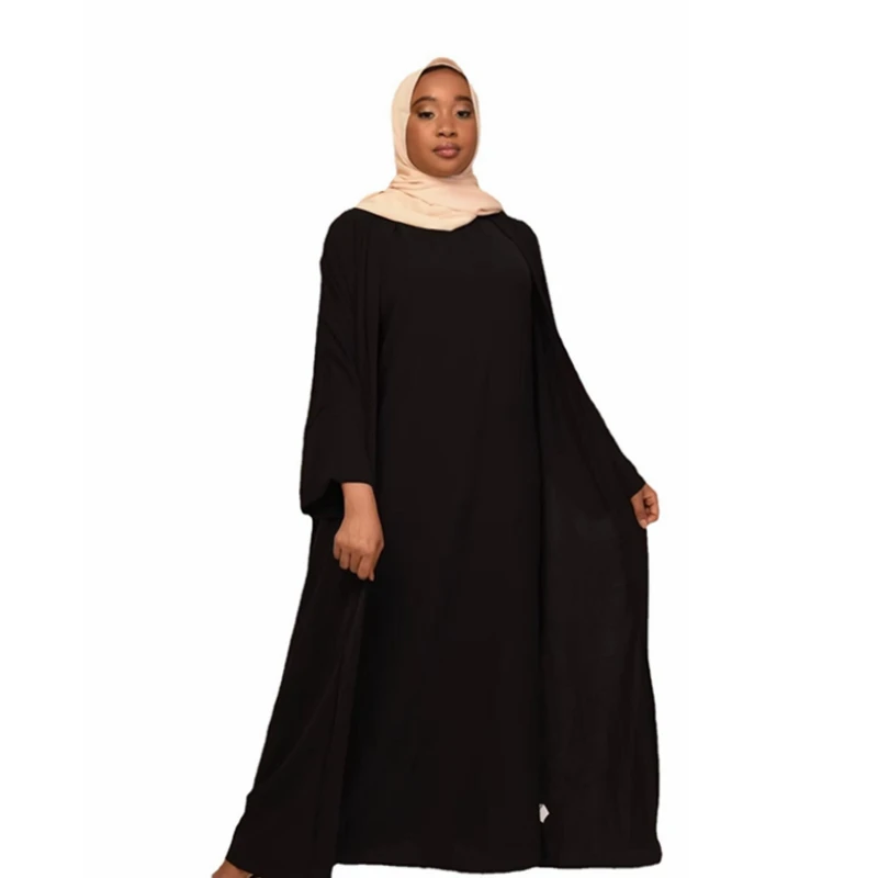 Green Avocado Colour Slip Dress Coat Set Abaya Women Muslim Dress Turkey