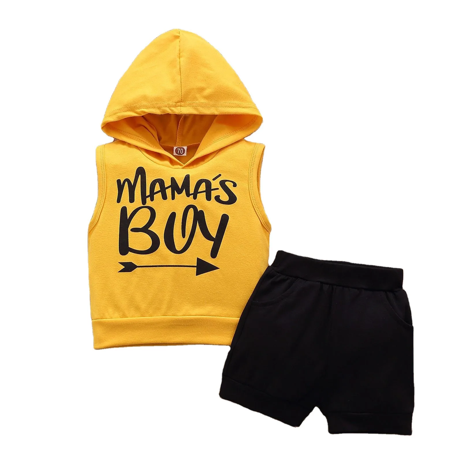 2022 New Arrivals Kids Clothing Baby Boy Outfits Toddler Sleeveless Pocket Hoodie Hoody Set Sweatsuit Pants Clothes Suit