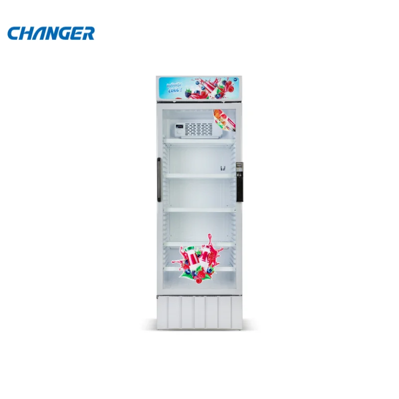 440L Beverage Cold Showcase Cooler Upright Single Door Refrigerated Display Merchandiser Chiller