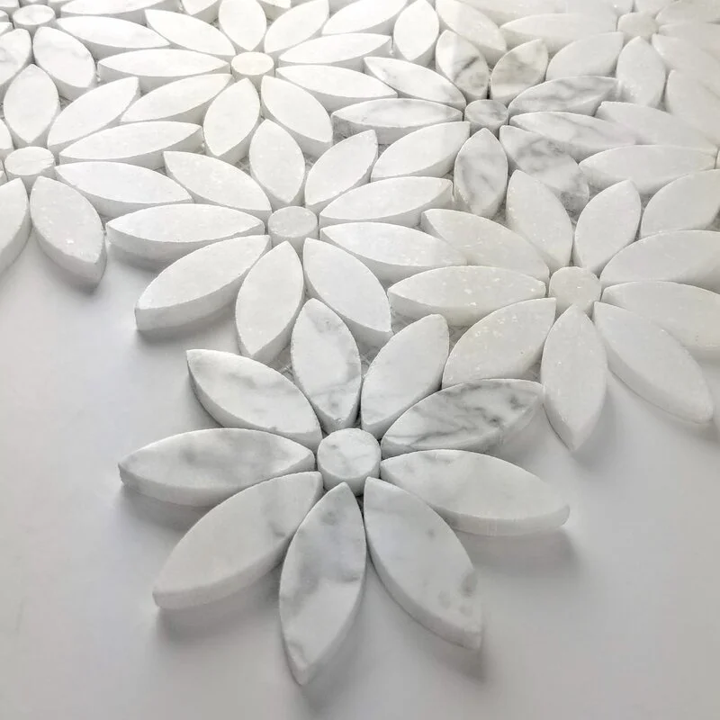 12' x 12' Customized Style  Mosaic Tiles Swimming Pool Tile Backsplash  White Marble Mosaic